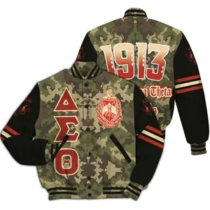 Camo Pixel Pattern Delta Sigma Theta Varsity Jacket, Personalized 1913 Sorority All Over Print Letterman, Unique DST Greek Crossing Gift, Premium Coat