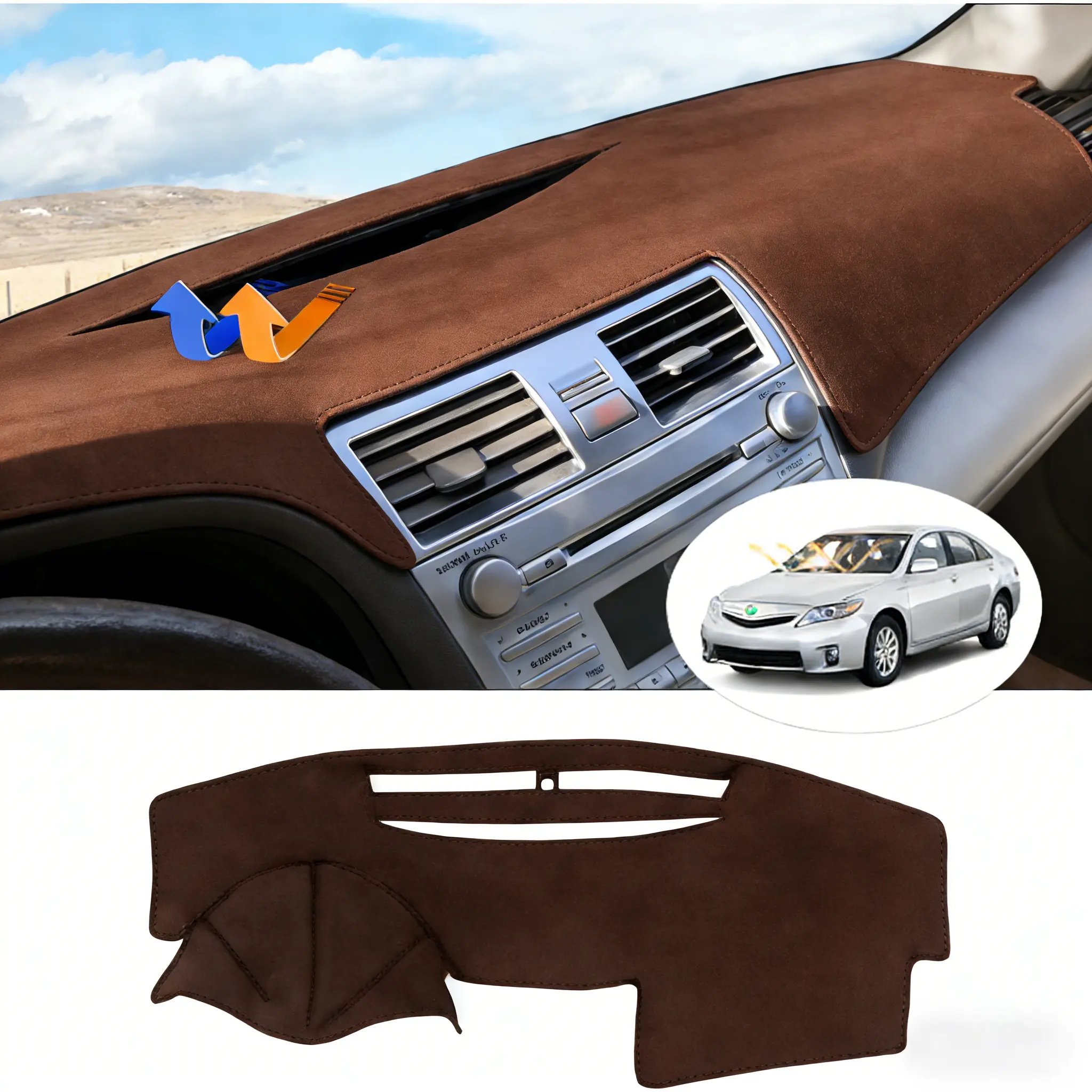 KUST Black Custom-Fit Dashboard Mat for Toyota Camry 2007-2011, Non-Slip Polyester Car Interior Accessory with Silicone Backing, Easy to Install, Not Easy to Wrinkle, Protects Surface from UV Rays, Reduces Windshield Glare