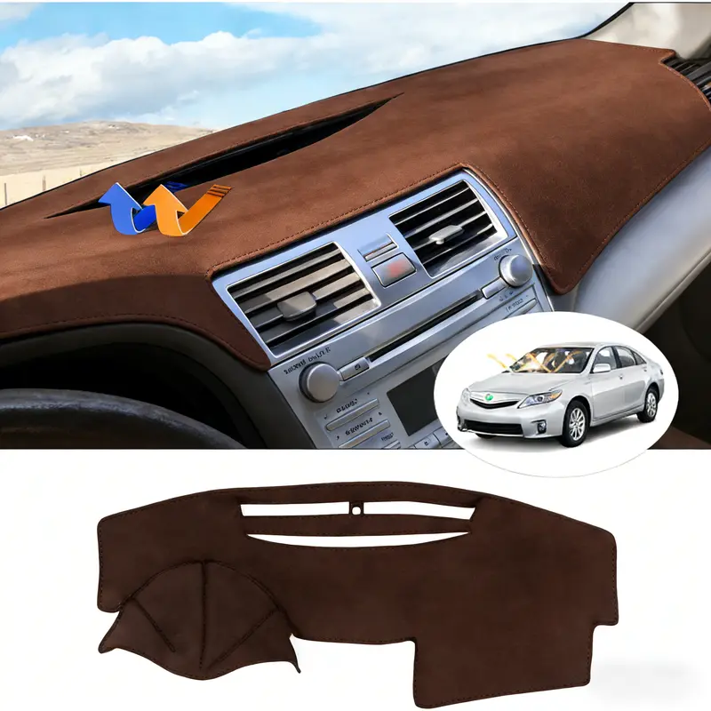 KUST Black Dash Cover for Toyota Camry 2007-2011 Custom Fit Non-Slip Polyester Dashboard Protector with Silicone Backing and UV Protection