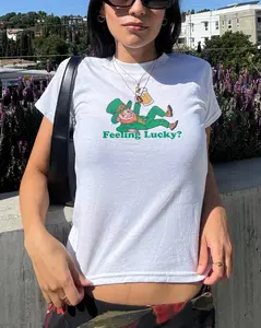 Leprechaun Baby Tee St Patrick's Day Feeling Lucky Baby Tee Luck of the Irish Trendy Retro Baby Tee St Paddy's Day Y2K Baby Tee