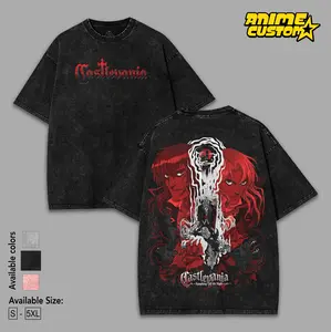 Retro Vintage Castlevania Symphony of the Night Washed Cotton T-Shirt, Gothic Game Graphic Tee, Dark Aesthetic Streetwear Y2K Style, Oversized Shirt, Gift for Fans