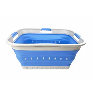 SAMMART 42L (11 gallon) Collapsible Plastic Laundry Basket - Foldable Pop Up Storage Container/Organizer - Space Saving Hamper/Basket