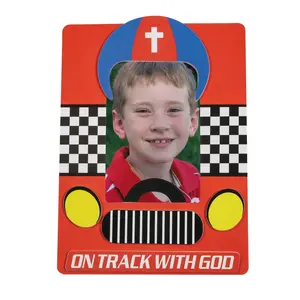 5" x 6 3/4" Race Car VBS Magnet Picture Frame Craft Kit - Makes 12