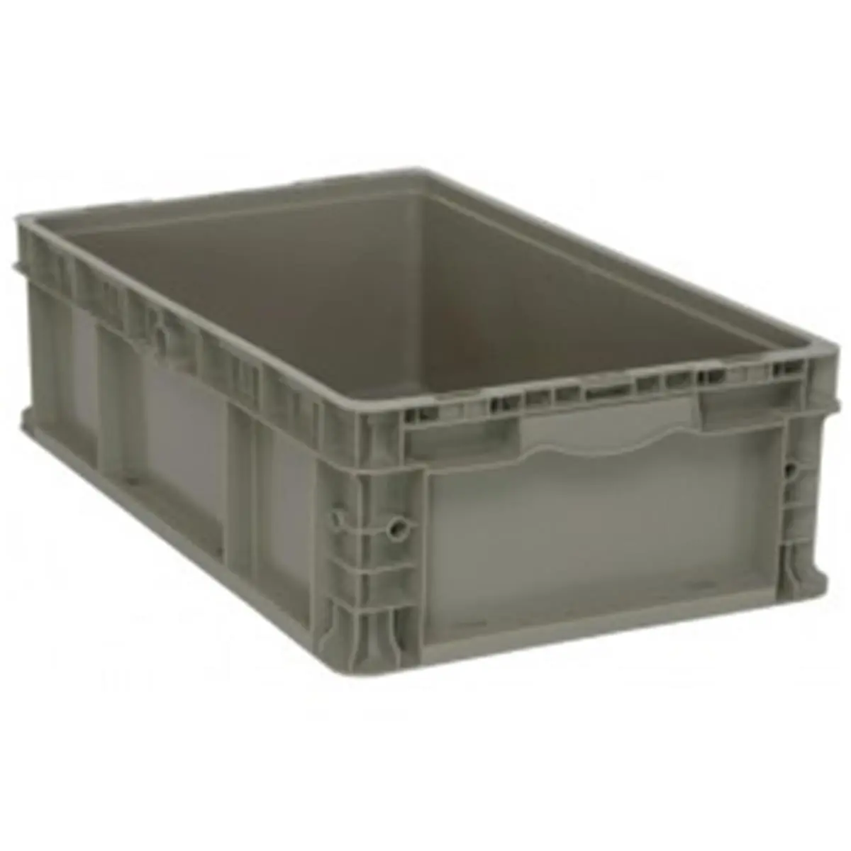 212 MAIN Gray Straight Wall Heavy-Duty Plastic Storage & Shipping Container, 24x15x7.5in Stacking Box with 2 Hand Grips for Hand-Operated Automotive & Motorcycle Accessories, Two Hand Grips