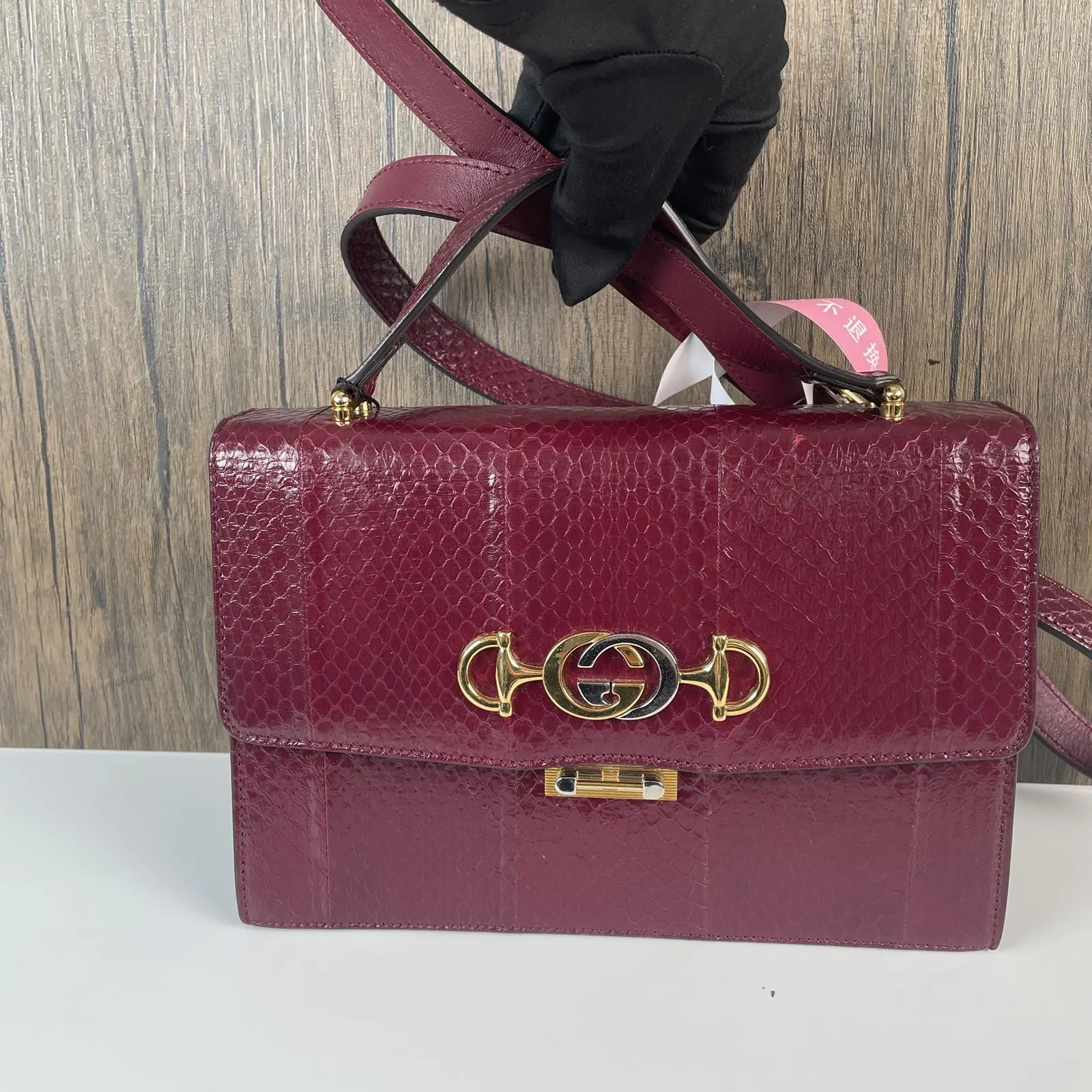 Pre-owned GUCCI Genuine Python Leather Crossbody Bags Zumi Small Shoulder Bag