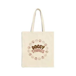 Doggy Things Tote Bag | Paw Print Circle, Natural Canvas