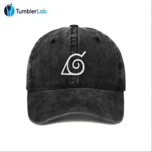 Unisex Vintage Uzumaki Clan Logo Washed Baseball Cap 80s 90s Pattern Anime Hat Men Gift Snapback Fitted Vintage Denim Fabric Iconic Logo Heat Transfer Print Naruto Detail