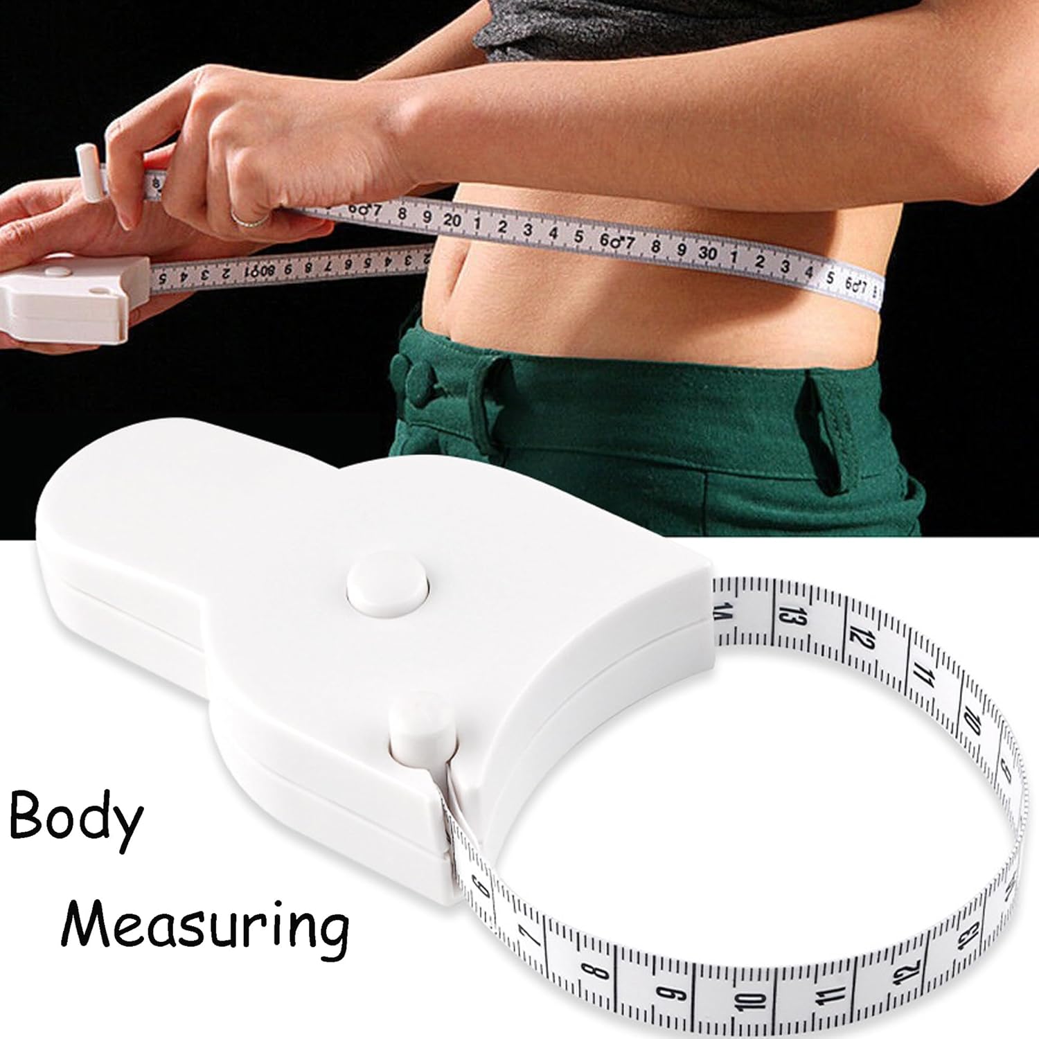LZDJTQ Retractable Flexible Body Measurement Tape 60 Inch / 150cm 2-Sided with Accurate Lock Pin and Push Button for Waist Hip Arm Leg Fitness & Sewing