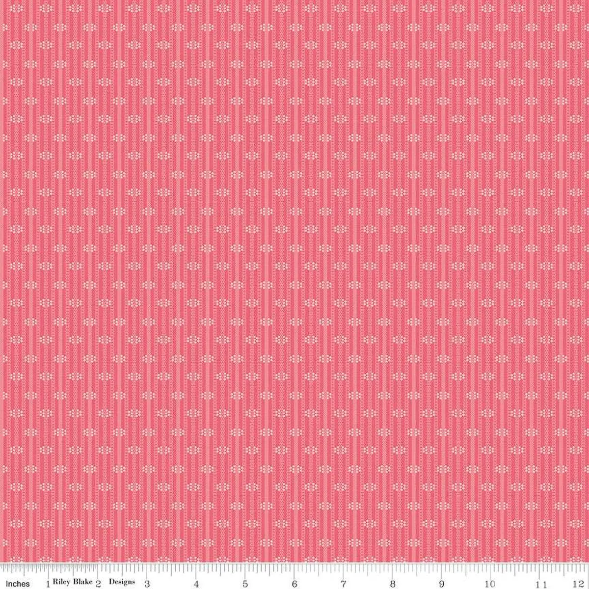 Fabric Riley Blake Tea Rose Stripe Piece & Plenty by the Quarter Yard C15885-TEAROSE