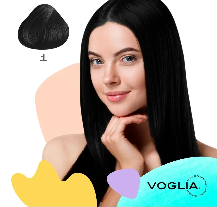 Voglia Permanent Hair Color Cream 90ml - Natural Black #1