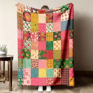 2026 New Arrivals 1Pc Vintage Plaid Flannel Blanket Soft Allseason Throw With Retro Patchwork Design In Pink, Green, Yellow, Blue, Orange, Purple, Red, Black, White, Lightweight And Warm For Home, Office, Camping