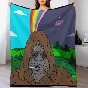 Sassy the Sasquatch Smoking Throw Blanket Decorative Throw Loose funny gift Thermals For Travel Blankets summerwins