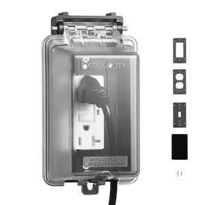 VEVOR Outdoor Outlet Cover, 1-Gang Weatherproof Electrical Outlet Cover with Lockable Design, High-Strength PC Material, 6-in-1 Outside Receptacle Socket, Horizontal/Vertical for Easy Installation