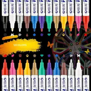 Metallic Paint Pens Set, 2-Pack & 12-Pack, //gold/silver Color, Waterproof Graffiti Markers, Industrial Tire Painting, Repair Pen
