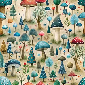 Mushroom Fairyland Pattern 8 Quilting Cotton Fabric
