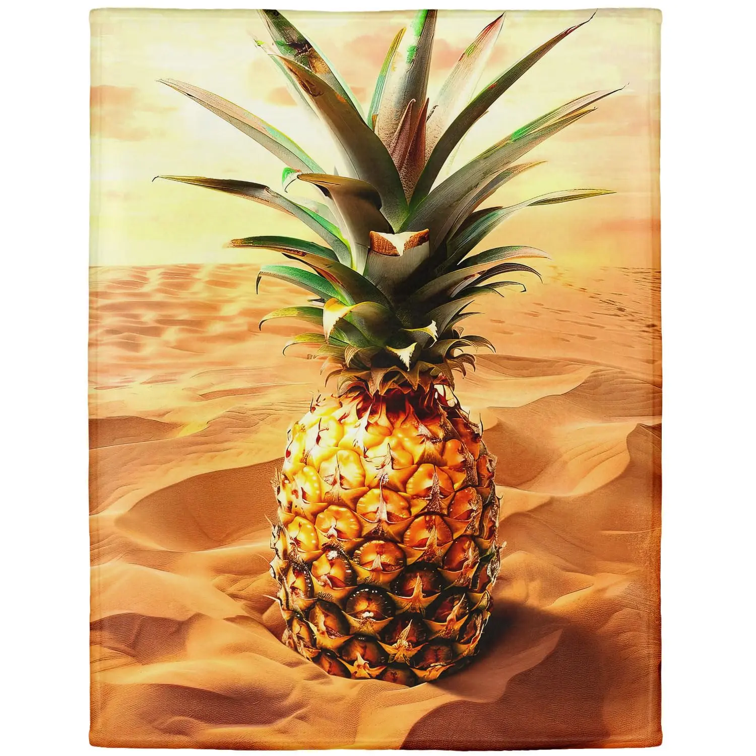 Pineapple Fruit-Themed Polar Blanket, 40x50in (101x127cm) - Industrial Durable, Breathable, Anti-Pilling, Fade Resistant Adults' Blanket for Camping, Indoor/Outdoor Cozy Warm Gift for Family, 127Cm×101Cm（40X50in）, Grandparents
