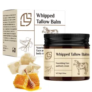 Handcrafted Grass-Fed Tallow & Honey Face Cream - 100% Organic Unscented Moisturizer for Dry & Sensitive Skin, Whipped Body Lotion for Smooth Skin