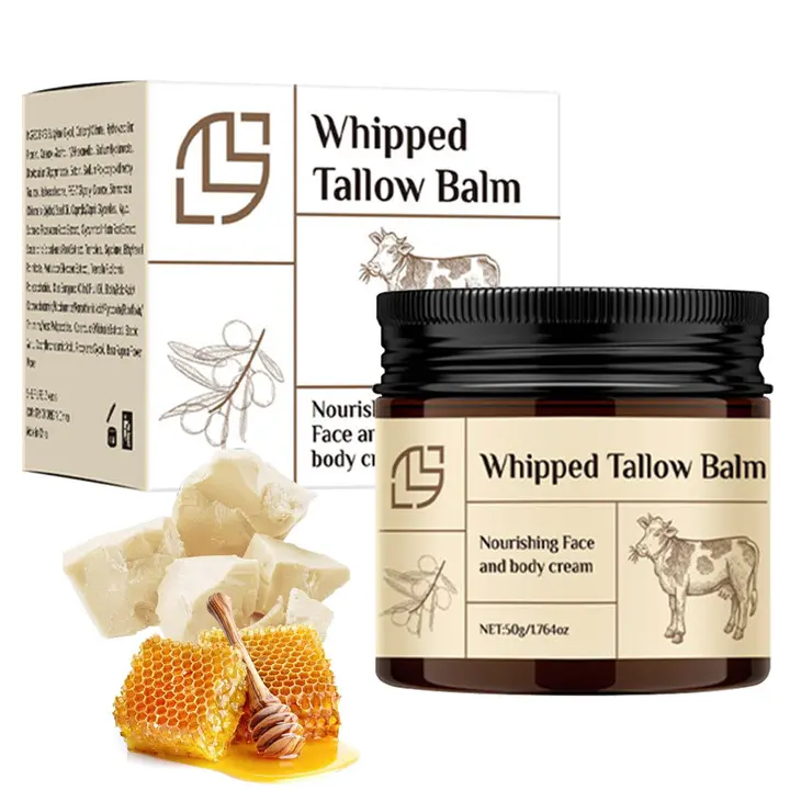 Handcrafted Grass-Fed Tallow & Honey Face Cream - 100% Organic Unscented Moisturizer for Dry & Sensitive Skin, Whipped Body Lotion for Smooth Skin