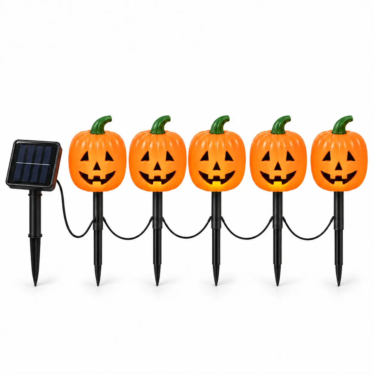 5-Pack Solar Pumpkin Pathway Lights, Halloween Outdoor Garden Stake Lights, Waterproof Solar Yard Decorations for Lawn, Walkway, Patio & Garden