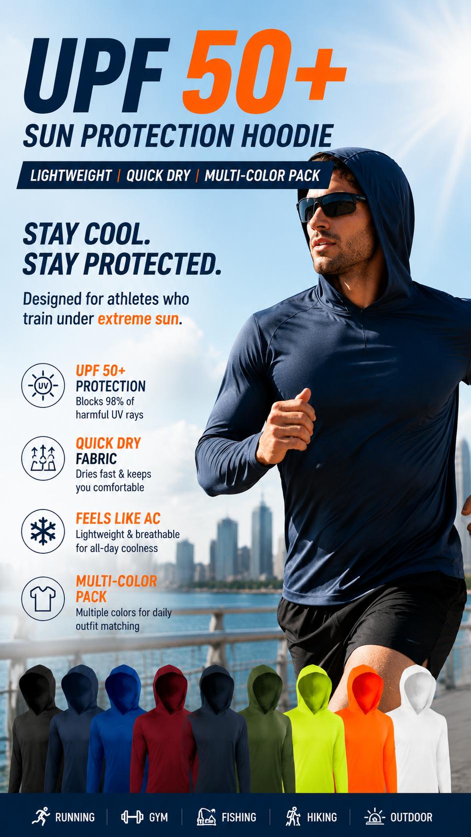 Men UPF 50+ Sun Protection Hoodie Long Sleeve T Shirts Pack Quick Dry Shirt for Athletic Running Activewear Workout Outdoor Fishing Bug Repellent Hiking Shirt Gym Outfit Tee Athleisure Wear Men UPF 50+ Sun Protection Hoodie Long Sleeve T Shirts Pack Quick Dry Shirt for Athletic Running Activewear Workout Outdoor Fishing Bug Repellent Hiking Shirt Gym Outfit Tee Athleisure Wear