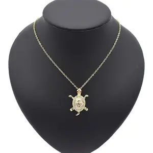 14K Gold Plated Necklace with Turtle Pendant Bloody Eyes Design Elegant Chain Jewelry