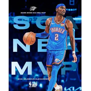 2025-2026 KIA NBA Most Valuable Player Shai Gilgeous-Alexander OKC Thunder Paper Poster, Home Decor Wall Art Print