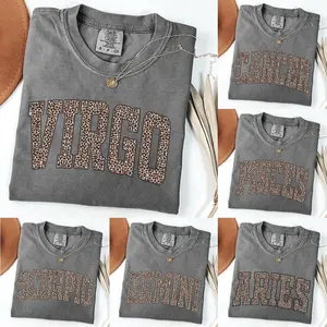 Comfort Colors Leopard Zodiac Shirt for Women - Pepper, Custom Astrology Sign Crewneck, 12 Horoscope Sweatshirts, Cute Birthday Gift, Trendy Fall Outfit, Cozy Unisex Pullover for Zodiac Lovers, Gift Ideas  - AL