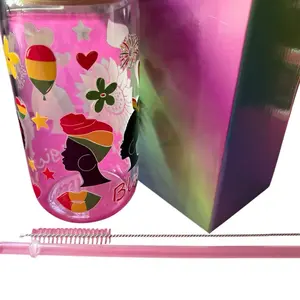 A1 Tumbler with UV DTF Wrap Featuring Black History Theme, Decorative Design & Colorful Patterns - Bottle, Drinkware Washable Reusable Straw Set cup Portable