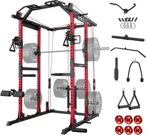 Mikolo K6 2.0 Power Cage, Power Rack with Cable Crossover System, 2000LBS Squat Rack with LAT Pull Down System, Functional Trainer with Aluminum Pulley System for Home Gym