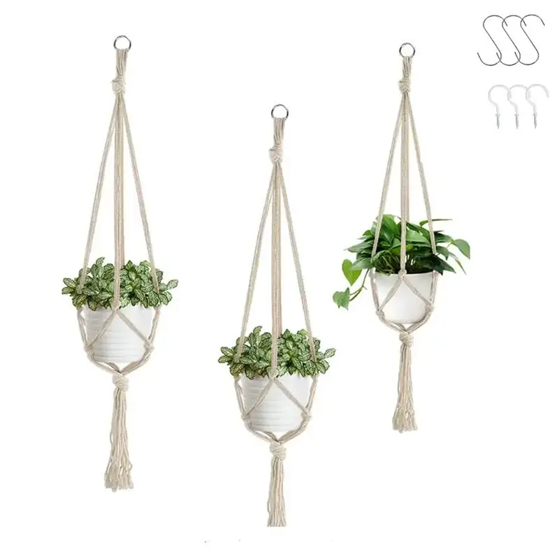 Macrame Plant Hanger, 3 Counts/set Boho Type Hanging Plant Pot Holder, Durable, Sun-protected, Creative Plant Hanging Basket for Home Garden Decor