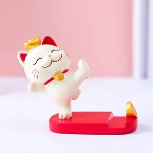 Lucky Cat Mobile Phone Tablet Stand, Cute Cartoon Statue Decoration, Office Desk Accessory, Perfect Gift for Birthdays and Holidays, Tablet Phone Mount