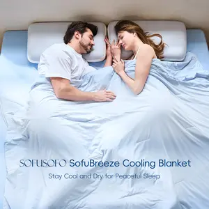 SOFUSOFO SofuBreeze Cooling Blanket, Q-Max >0.38 Cooling Comforter for Hot Sleepers, Silk Blend Filling Night Sweats Relief, Breathable Lightweight Bedding