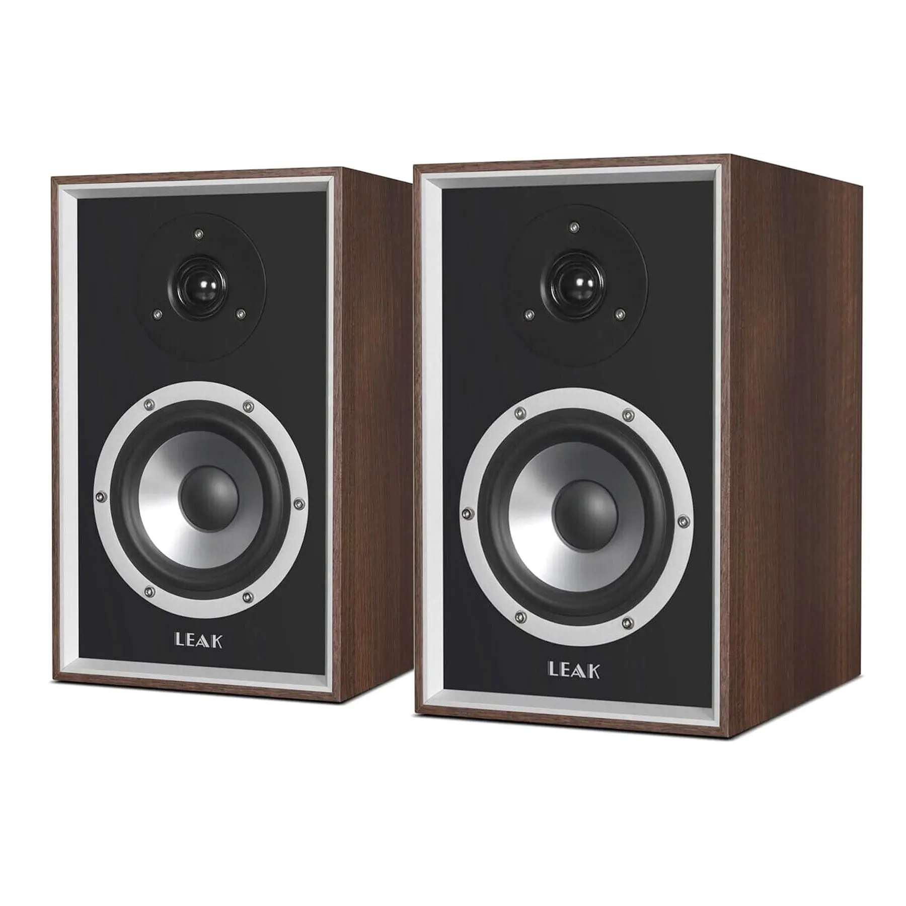 Compact Retro Bookshelf Speakers, 5.75" Aluminum Driver, 1.2" Coated Textile Dome, 49 Hz - 20 kHz Frequency Response, Aluminum Construction, Leak-Resistant, Walnut Finish - Pair, 17.5 Kg