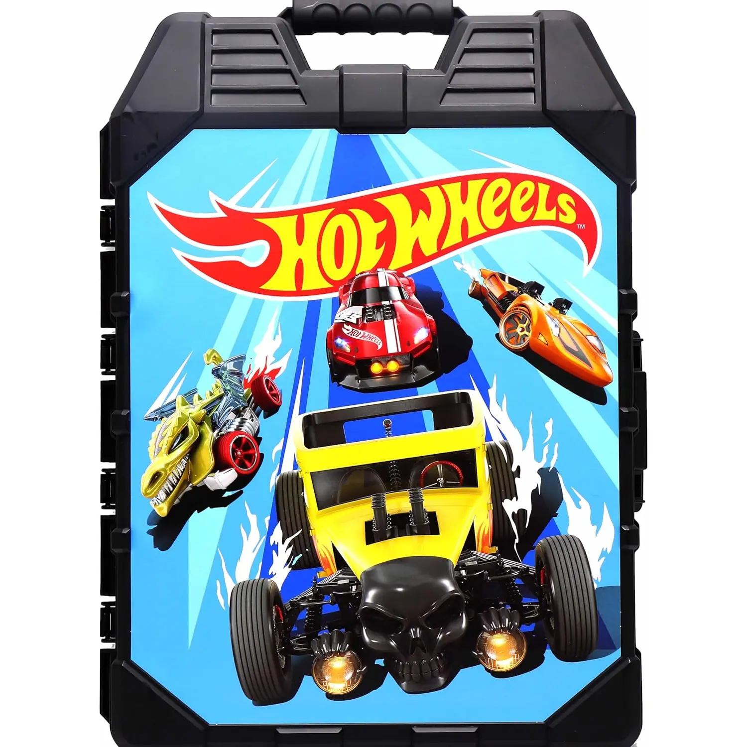 Hot Wheels 48-Car Storage Case Lightweight Durable Plastic Organizer with Easy-Grip Handle for 1:64 Scale Die-Cast Vehicles Portable Travel Display Box