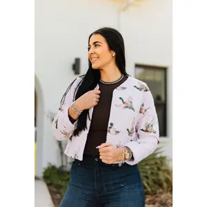 Mallory Ducks Pink Cropped Quilted Jacket