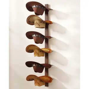 Cowboy Hat Holder, 3- Wall Mount Cowboy Hat Rack for Wall Holds up to 6 Hats  Wooden + Metal Rustic Western DIY Hat Racks for Wall Storage and  Decor