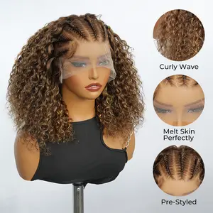 【Early Bird Price】Alipearl Wigs P4/27 Highlight Pre Braided Kinky Curly Human Hair Wig 13x4 Lace Front Wig Human Hair Fashion Week FallFreshness