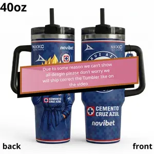 Cruz Azul Campeones La Décima 40oz Tumbler With Handle, Cementeros Championship Travel Mug, Llegó La 10ma Fan Gift Cup, Soccer Supporter Insulated Tumbler