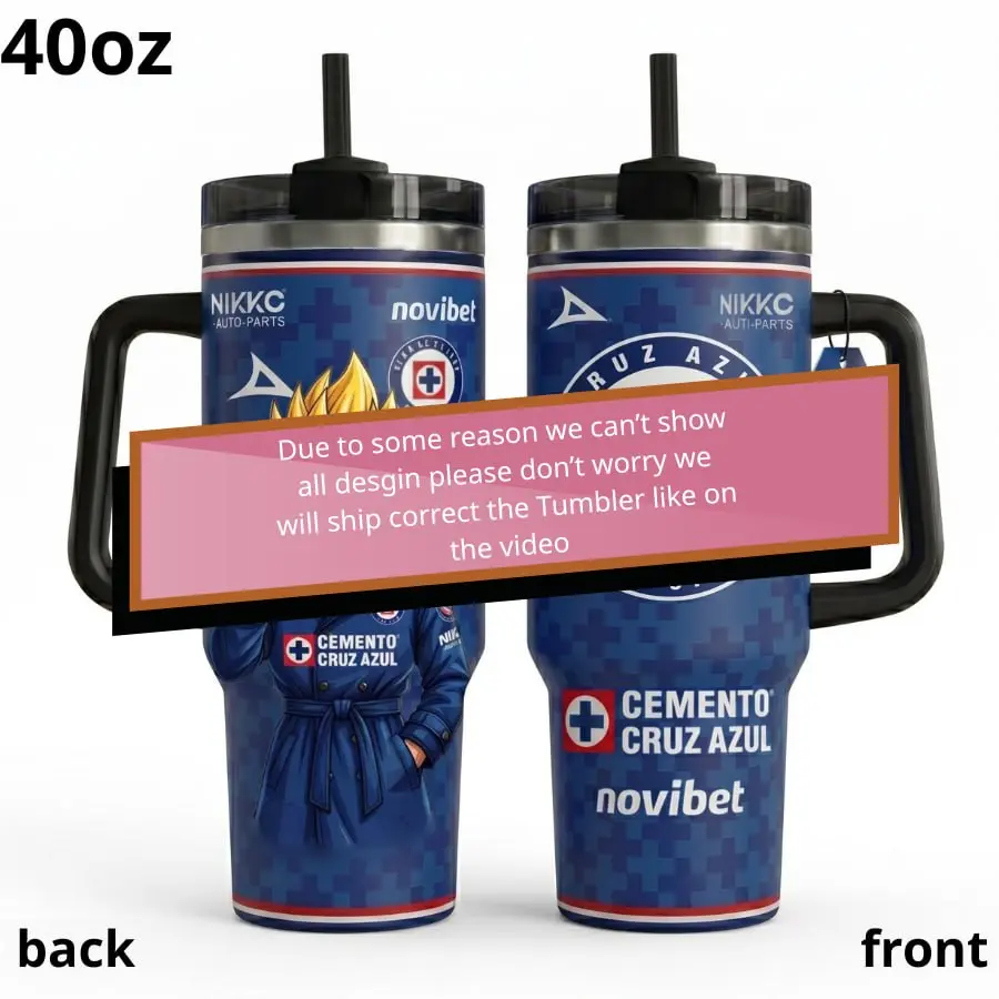 Cruz Azul Campeones La Décima 40oz Tumbler With Handle, Cementeros Championship Travel Mug, Llegó La 10ma Fan Gift Cup, Soccer Supporter Insulated Tumbler