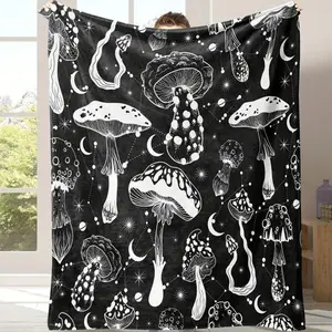 Mushroom Print Blanket, Air-conditioned RoomBlanket, All Season Blanket, BreathableComfortable Blanket, Comfy Bedding forChristmas Decor, Warm Nap Blanket for HomeOffice School Car Travel, Christmas Gifts,Christmas Decorations