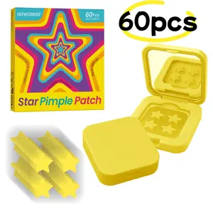 Mirror Box Acne Patches, Convenient Carry Star Design, Four Colors, 60 Pieces, Effective Spot Treatment, Skin Care Essentials, Blemish Patches