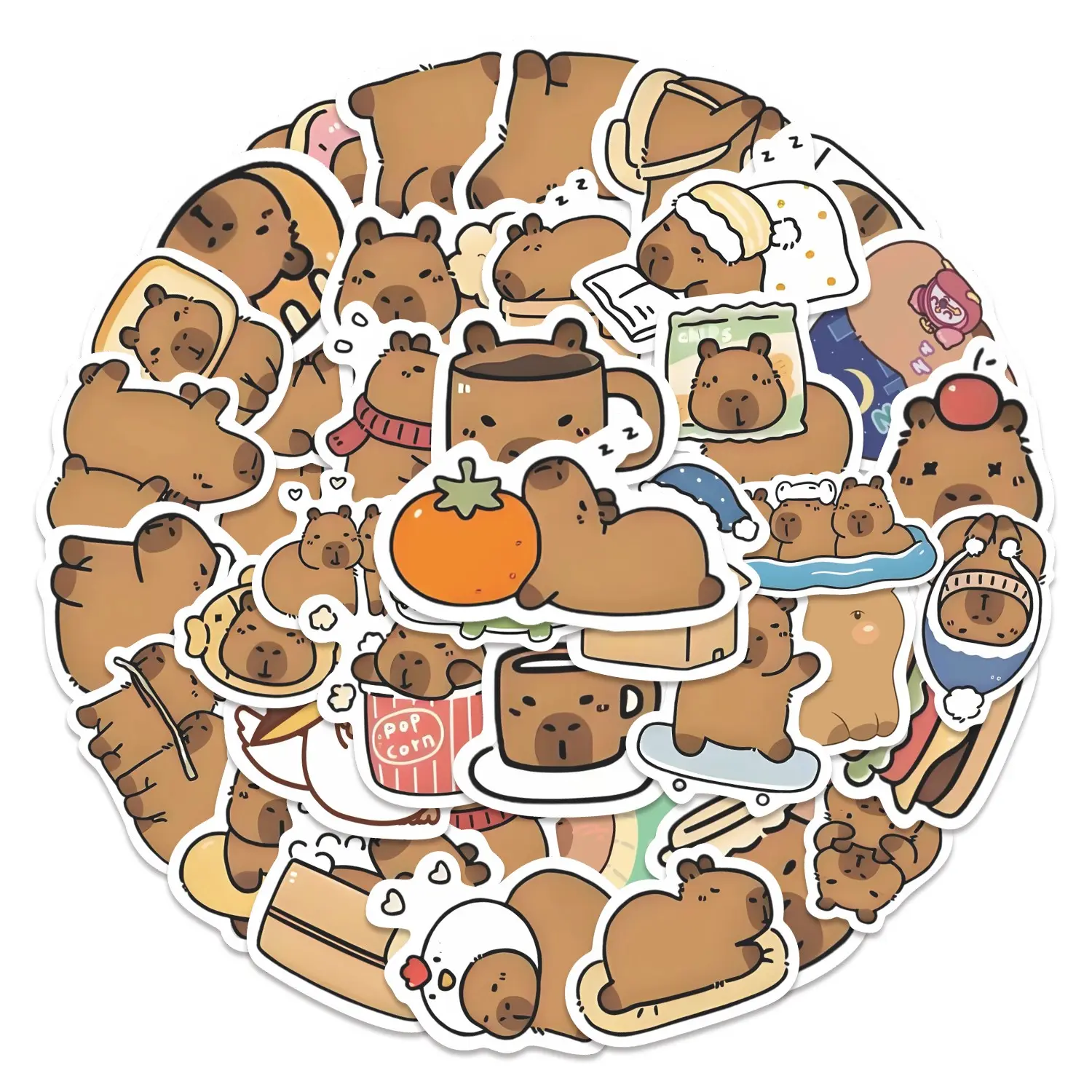 54pcs Cute Capybara Stickers Pack, Cute Animal Stickers, Waterproof Kawaii Chill Capybara Decals for Laptop, Water Bottle, Journal & Scrapbook, Capybara Lover Gift