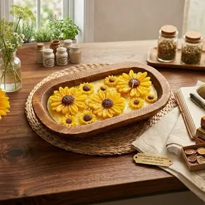 Handmade Oshun Soy Candle in wooden bowl