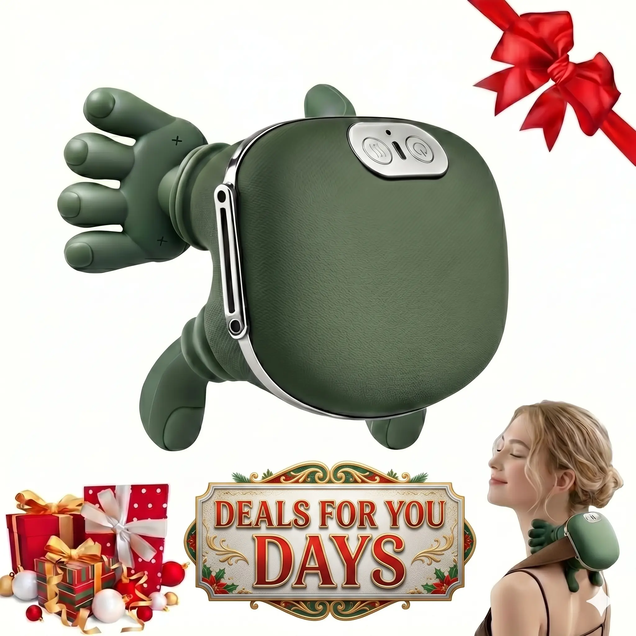 2026 Upgraded Version Shoulder Massager Electric Cervical Massager Bionic Hand Heating Wireless Portable 3D Kneading Massage for Neck Shoulders & Hands Unisex Lightweight & Adjustable Speed Settings,Father's Day Gift-001