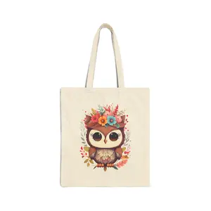 Floral Crown Owl Tote Bag