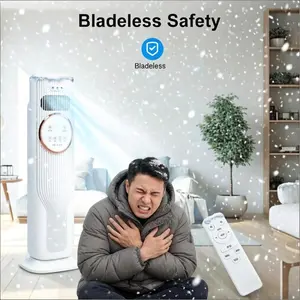 Quiet 40-50dB Evaporative Cooler, 3-Speed Touch Control Floor Fan, 8H+ Timer 2-in-1 Cooling & Heating Tower Fan with 2.6-4.0L Adjustable Water Tank