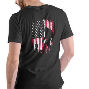 Flag Bigfoot, USA  Short sleeve shirt, Unisex Cotton