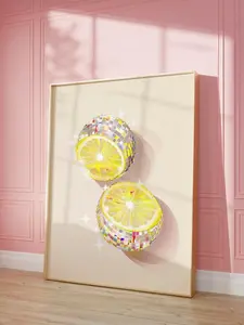 Disco Lemons Art Print Wall Art Poster Glam Disco Ball Lemons Preppy Trendy Maximalist Kitchen Decor
