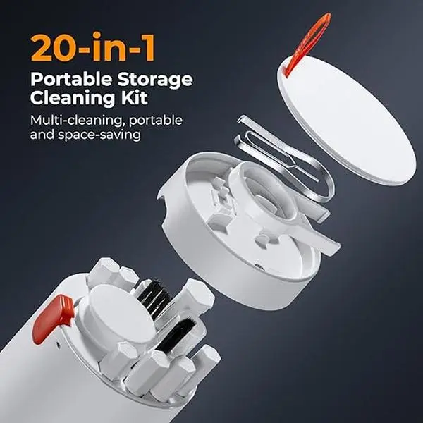 20 in 1 Multifunctional Cleaner Kit for Electronic Devices, Keyboard Cleaning Brush, Headphones Cleaner Kit for AirPods, Multi-Tool for Cleaning Laptop, Earbuds, Camera, Cellphones (White)