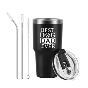Best Dog Dad Ever 30oz Tumbler – Stainless Steel Insulated Travel Mug, Father’s Day & Christmas Gift for Dog Dad, New Dad, Papa from Daughter or Son